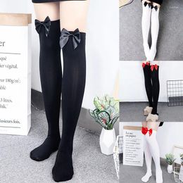 Women Socks 1Pair Girls Thigh Sexy Stockings Girl Nylon Stretchy Bow Over Knee Long High With Bowknot