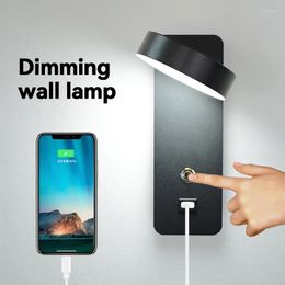 Wall Lamps Indoor Lamp Modern Aluminum Touch Dimming USB Interface LED Lighting Living Room Bedside Hallway Decoration