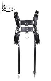 rock Men Male handsome Punk Leather Harness Stud Rivet Goth Handmade cool Bondage Body chest belt Sling Braces shoulder belt7916528