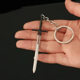 Keychains 9cm Baldurs Gate Eternal Burning Blade Model Pendant Keychain For Men Boys Mini Metal Key Ring Fans Car Bag Decoration Jewelry