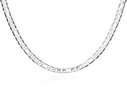 Plated sterling silver necklace 20 inches men039s 6M flat three room one chain DHSN032 Top 925 silver plate Chains Necklac9156464