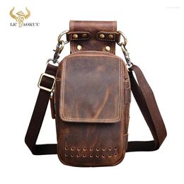 Waist Bags Fashion Crazy Horse Leather Travel Small Pouch Cross-body Bag Cigarette Case Phone Design Fanny Belt Pack 832-d