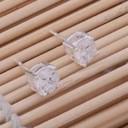 Stud Earrings ES-AE183 Wholesale Silver Color Earring Elegant Gorgeous Design Fashion Jewelry Square Inlaid Stone Aihaizoa