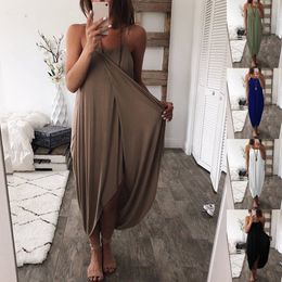 Stylish and Trendy Elastic Waist Irregular Hem Spaghetti Strap Dress in Solid Colors for a Casual and Comfortable Look AST8718