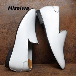 Casual Shoes Misalwa Slim Men Loafers 5cm Elevator White Brown Soft Leather Height Increase Taller Daily Business