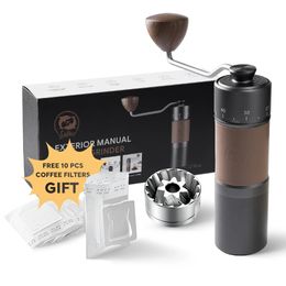 Manual Coffee Grinder Portable Mill 420 Stainless Steel 40mm Plating Burr 7 Core Burrs Tools 30g 240423