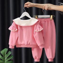 Clothing Sets Girls Sweatshirts Pants Kids Suits 2PCS/Set Cotton 2024 Violet Spring Autumn Formal Sport Teenagers Children