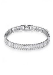 Stunning New Arrival Unique Luxury Jewellery 18K White Gold Fill Full Princess Cut White Topaz CZ Diamond Gemstones Women Bracelet G6167561