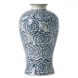 Vases Storage Vase Jar Retro Arrangement Nordic Hydroponic Porcelain Flower Decor Decorative Home Blue Ceramic