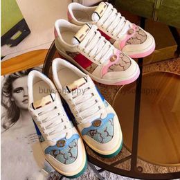 Lovelight Screener sneakers crystal ladies sneaker shoes Webbing Sneakers Designer Stripe Fashion Dirty Leather Lace-up Tennis Shoe Fabric for women as66