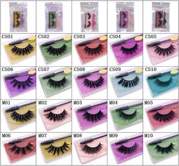 3D False Eyelashes 1 Pair Color Set Thick Style European and American Eyelash Tweezers Lash Brush In Retail Bag5750512