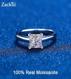 Wedding Rings Certified Princess Engagement Ring 1CT 2CT Colourless VVS Diamond Bridal Proposal Sterling Silver Weddig Band 2209202510350