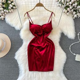 Casual Dresses Autumn And Winter Fashion Sexy Celebrity Pad Inside Strap Bra Dress Women Waist Tight Slim Velvet Wrap Hip