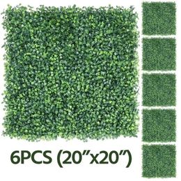 Decorative Flowers 20" X Artificial Boxwood Panel Plastic Greenery Topiary For Indoor & Outdoor 6PCS