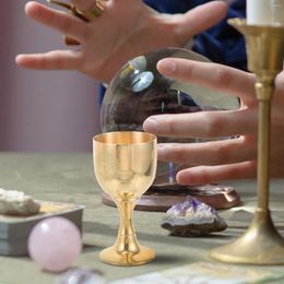 Wine Glasses Pentagram Tree Pattern Altar Chalice Vintage Style Brass Goblet Cup Retro Worship Craft Decorative