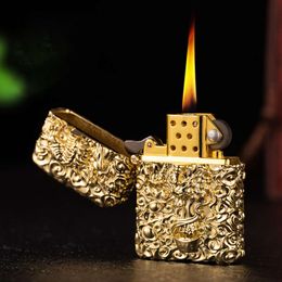 Retro Pixiu Three-Dimensional Relief Brass Windproof Lighter Men's Gift Kerosene Lighter