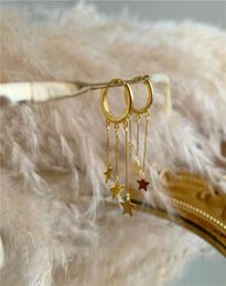 S925 Silver Ear Buckle Female Japanese and Korean Style Simple Fresh Tassel Star Earrings East Gate of Korea Five Pointed6742530