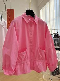 Women's Blouses Solid Colour Oversized Shirt Korean Style Shirts Office Lady Elegant Long Sleeve Blouse Temperament Tops