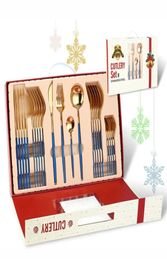Merry Christmas Tableware Set 24 Pieces Christmas Gifts Dinnerware Knife Fork Spoon Set Tableware Cutlery Christmas Decorations VT8158196