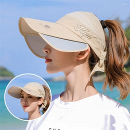 Wide Brim Hats Ultraviolet-proof Empty Top Hat Scalable Sunscreen And Shading Fishing Cap Breathable Simple