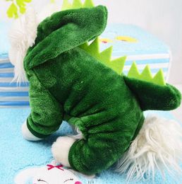 Cute Dinosaur Fleece Pet Cat Clothing Dog Costume Apparel Dog Jumpsuit Pants Puppy Winter Coat Jacket Hoodies Soft Warm 1PC1207509