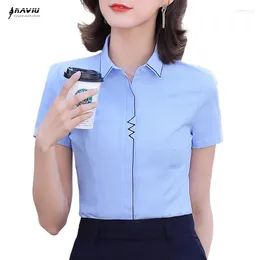 Women's Blouses NAVIU Korean Fashion White Blue Women Cotton Blended Womens Shirts Long Sleeve Summer Student Shirt Ladies Tops
