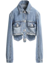 2021 Autumn Fashion design women039s cool denim jeans long sleeve short high waist coat jacket casual casacos SML3055062