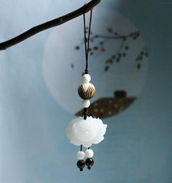 Natural white lotus lotus bag mobile phone U dish hanging lanyard little fresh jade jewelry original Bodhi lotus bag Pendant1384355