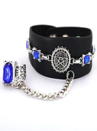 Artificial Saphire Jewellery Punk Chain Link Bracelet Anime Sebastian Pentacle Black Butler Chain Link Strand Bracelet8264800