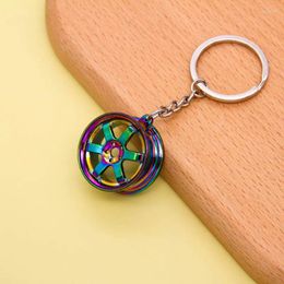 Keychains Creative Wheel Hub Key Chains Colourful Metal Tyre Keyring For Men Trendy Design Car Keychain Accessories Cool Gifts