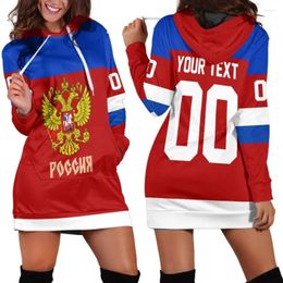 Casual Dresses Russia Flag 3D Women Hoodie Dress Custom Name Retro Harajuku Printed Pullover Sexy