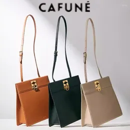 Bag Fashion CAFUNE Ladies Leather Retro Italian Designer Style Stance Wallet Shoulder Messenger Handbag Trapezoidal Diagonal