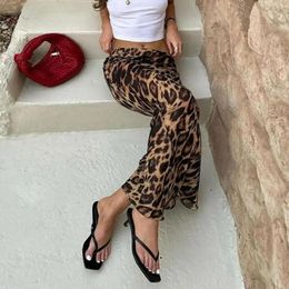 Work Dresses 2024 Slim Fit Fishtail Skirt Leopard Print Maxi SkirtRetro Fashion Summer Classic Mid-waist Floor-length