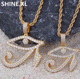 14K Gold Plated The Eye of Horus Evil Eye Necklace Pendant Iced Out Micro Paved Cubic Zircon Charm Bling Jewelry4591093