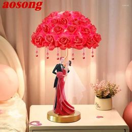 Table Lamps AOSONG Contemporary Wedding Lamp Personalized And Creative Rose Living Room Bedroom Bedhead Decorative