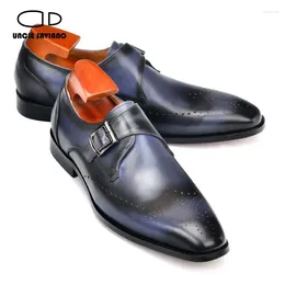 Dress Shoes Uncle Saviano Single Monk Straps Men Fashion Designer Wedding Party Man Shoe Leather Handmade Luxury