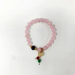 Natural stone 8mm powder crystal stone green mountain jade string elastic bead bracelet for women men's healing bracelet