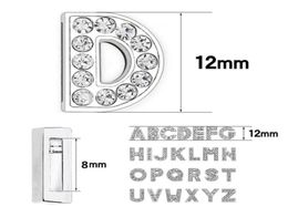 1300pclot 8mm bling Slide letter AZ silver Colour diy charms full rhinestones English alphabet fit for 8MM leather wristband keyc5273910