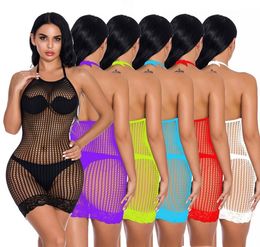 2 Styles Women Sexy Fishnet Bodycon See Through Crotchless Body Tights Siamese Pantyhose bondage Skirts underwear Dresses Lingerie4623200