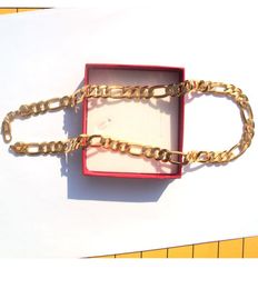 MENS NECKLACE STAMP 18 K SOLID GOLD FINISH PREMIUM QUALITY FIGARO LINK FINE CHAIN 24quot2310549