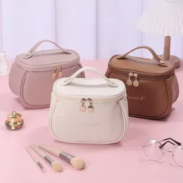 Cosmetic Bags Fashion Waterproof Toiletry Bag Travel Multiple Compartment Wide Opening PU Leather Makeup