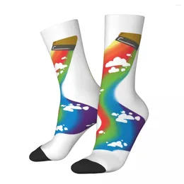 Women Socks Painting Rainbow Stockings Colourful Design Printed Kawaii Spring Non Slip Female Climbing Soft Breathable