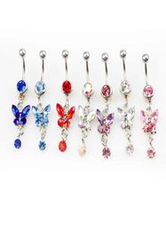 D0347 6 Colours Mix Colours Belly Button Navel Rings Body Piercing Jewellery Dangle Accessories Fashion Charm Butterfly 20Pcs Lot Jnxp9327052