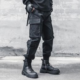 Men's Pants Black Multi-Pocket Motorcycle Biker Niche Overalls Men Ankle-Tied Dark Outdoor Woman Techwear Style Trousers