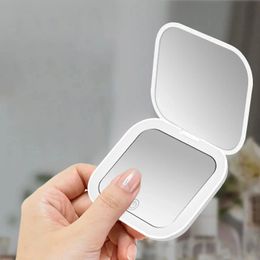 Mini Pocket Makeup Mirror Compact Design, 2X Magnifying, LED Lights