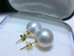 Stud Earrings A Large Amount Of 11-12mm Natural Round Whit South China Sea Pearl