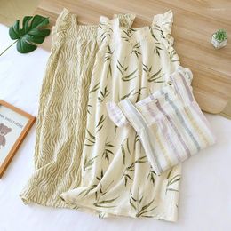 Women's Sleepwear 2024 Summer Sleeping Skirt Cotton Crepe Sling Soft And Comfortable Sleeveless Tank Top Home Dress Ladies