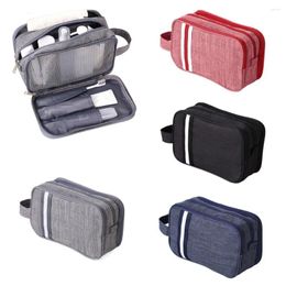 Cosmetic Bags Wet Dry Separation Nylon Makeup Bag Large Capacity Stripe Canvas Toiletry Waterproof Portable Travel Wash Organiser