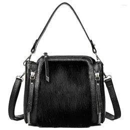 Shoulder Bags Luxury Handbags Women Designer Genuine Leather Fur Bag Fashion Crossbody For 2024 Tote