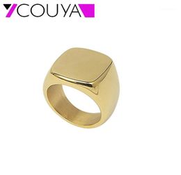 316L Stainless Steel Ring for Men Square Shiny Big Party Ring Jewellery for Women Men Gold or Silver Colour Rings R1008417279011